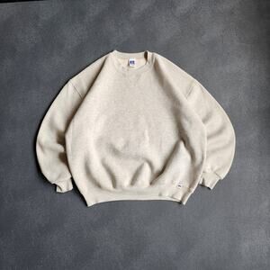 Vintage Russell Athletic Beige Blank Pullover Sweatshirt XXL